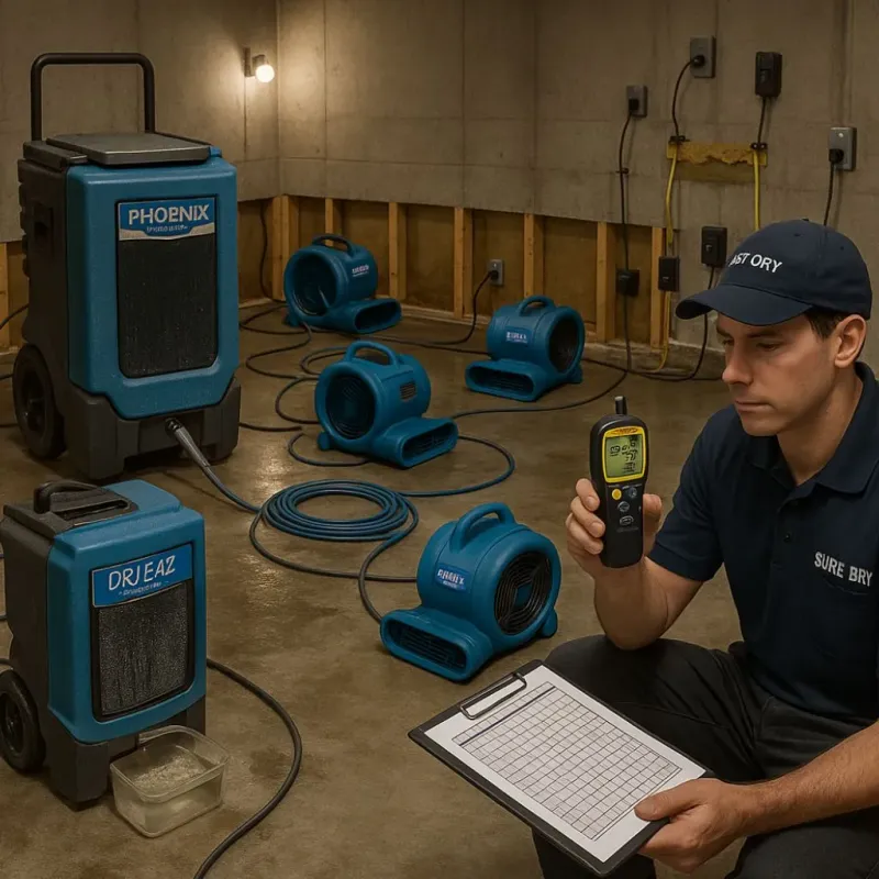 Structural Drying and Dehumidification process in Granville, MA